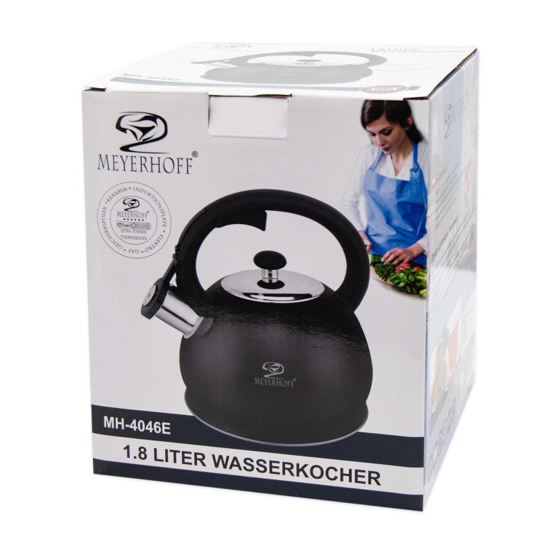 Meyerhoff RVS fluitketel 1,8 liter MH-4046E – Inductie fluitketel – Matzwart – Compact modern design
