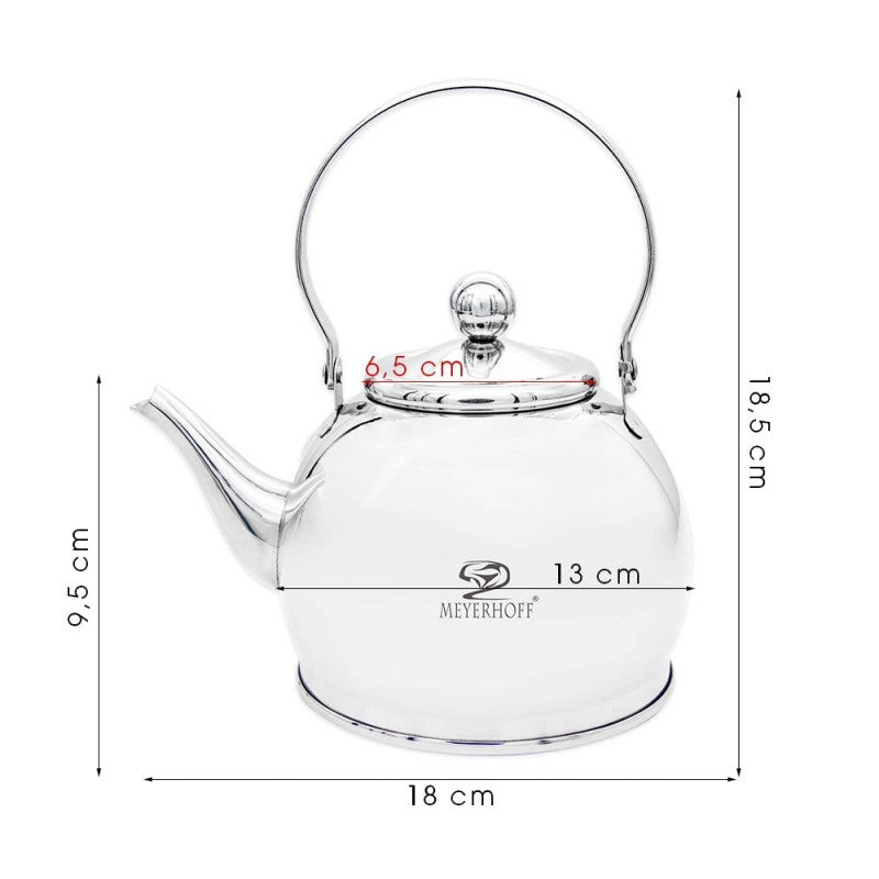 Meyerhoff RVS theeketel 1 liter MH-4327B – Inductie waterketel – Met theezeef – Zilver – Opklapbaar handvat