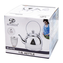 Afbeelding in Gallery-weergave laden, Meyerhoff RVS theeketel 1 liter MH-4327B – Inductie waterketel – Met theezeef – Zilver – Opklapbaar handvat