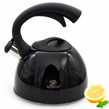 Afbeelding in Gallery-weergave laden, Meyerhoff RVS fluitketel 2,5 liter MH-4014 – Inductie fluitketel – Zwart – Met fluit – Hittebestendige handgreep – Voor gas en inductie