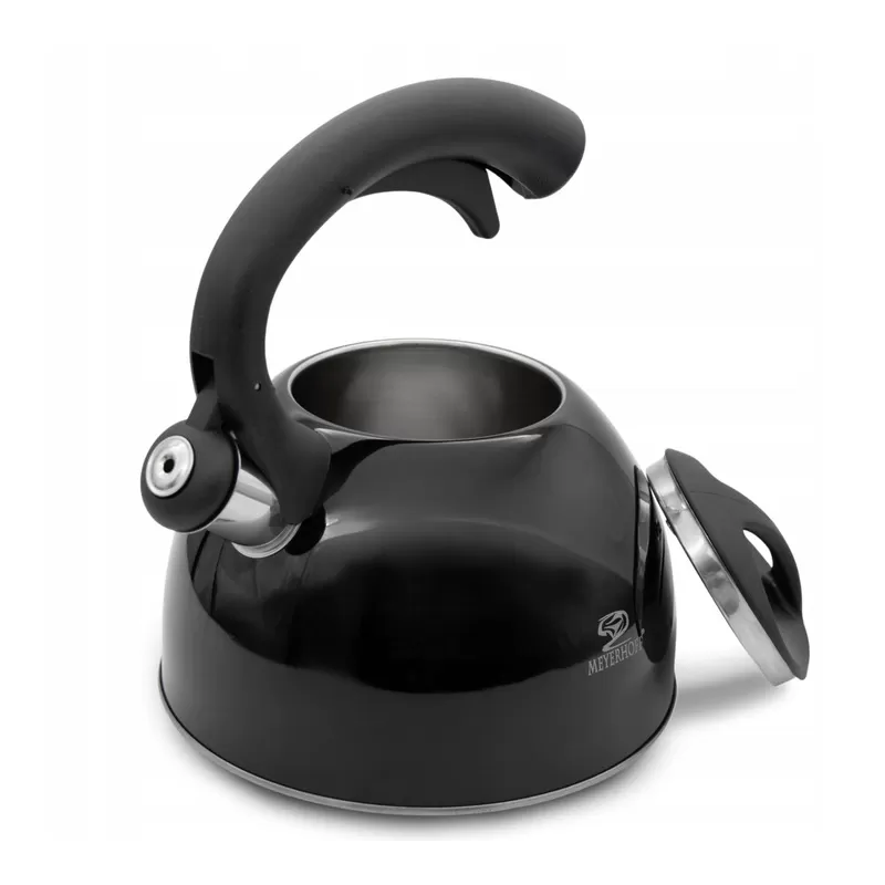 Meyerhoff RVS fluitketel 2,5 liter MH-4014 – Inductie fluitketel – Zwart – Met fluit – Hittebestendige handgreep – Voor gas en inductie