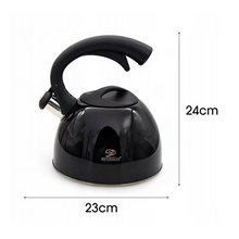 Afbeelding in Gallery-weergave laden, Meyerhoff RVS fluitketel 2,5 liter MH-4014 – Inductie fluitketel – Zwart – Met fluit – Hittebestendige handgreep – Voor gas en inductie