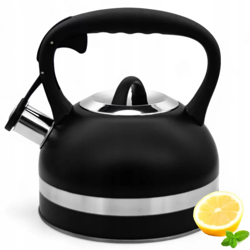 Meyerhoff RVS fluitketel 2,5 liter MH-4156F – Inductie fluitketel – Zwart – Met fluit – Hittebestendige handgreep – Voor gas en inductie