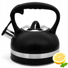 Afbeelding in Gallery-weergave laden, Meyerhoff RVS fluitketel 2,5 liter MH-4156F – Inductie fluitketel – Zwart – Met fluit – Hittebestendige handgreep – Voor gas en inductie