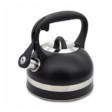 Afbeelding in Gallery-weergave laden, Meyerhoff RVS fluitketel 2,5 liter MH-4156F – Inductie fluitketel – Zwart – Met fluit – Hittebestendige handgreep – Voor gas en inductie