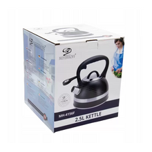 Afbeelding in Gallery-weergave laden, Meyerhoff RVS fluitketel 2,5 liter MH-4156F – Inductie fluitketel – Zwart – Met fluit – Hittebestendige handgreep – Voor gas en inductie