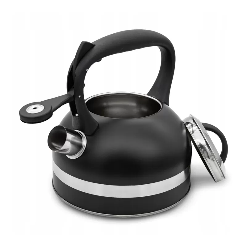 Meyerhoff RVS fluitketel 2,5 liter MH-4156F – Inductie fluitketel – Zwart – Met fluit – Hittebestendige handgreep – Voor gas en inductie