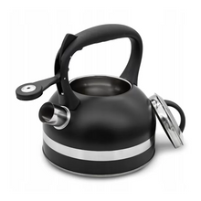 Afbeelding in Gallery-weergave laden, Meyerhoff RVS fluitketel 2,5 liter MH-4156F – Inductie fluitketel – Zwart – Met fluit – Hittebestendige handgreep – Voor gas en inductie