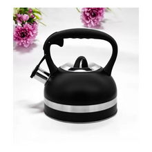 Afbeelding in Gallery-weergave laden, Meyerhoff RVS fluitketel 2,5 liter MH-4156F – Inductie fluitketel – Zwart – Met fluit – Hittebestendige handgreep – Voor gas en inductie