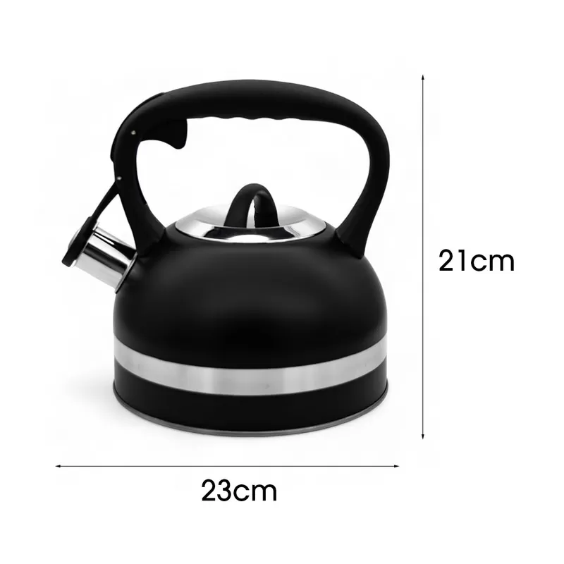 Meyerhoff RVS fluitketel 2,5 liter MH-4156F – Inductie fluitketel – Zwart – Met fluit – Hittebestendige handgreep – Voor gas en inductie