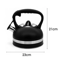 Afbeelding in Gallery-weergave laden, Meyerhoff RVS fluitketel 2,5 liter MH-4156F – Inductie fluitketel – Zwart – Met fluit – Hittebestendige handgreep – Voor gas en inductie