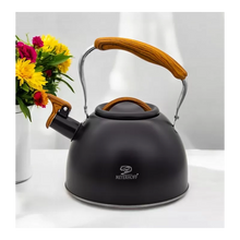 Afbeelding in Gallery-weergave laden, Meyerhoff RVS fluitketel 2,5 liter MH-4415B – Inductie fluitketel – Matzwart – Opklapbaar handvat – Met fluit – Voor gas en inductie