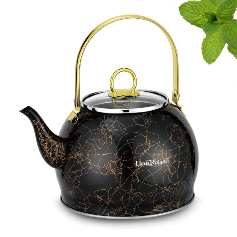 Haus Roland waterketel 3 liter HR710-11 – Inductie waterkoker – Zwart met goud – Zonder fluit – Opklapbaar handvat