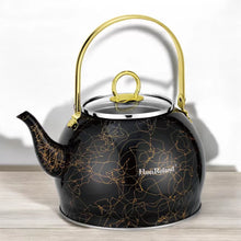 Afbeelding in Gallery-weergave laden, Haus Roland waterketel 3 liter HR710-11 – Inductie waterkoker – Zwart met goud – Zonder fluit – Opklapbaar handvat