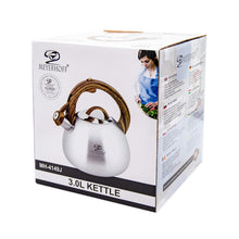 Afbeelding in Gallery-weergave laden, Meyerhoff RVS fluitketel 3 liter MH-4149J – Inductie fluitketel – Metallic bruintinten – Moderne handgreep met houtnerfdesign