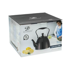 Afbeelding in Gallery-weergave laden, Meyerhoff RVS waterketel 3 liter MH-4528A – Inductie waterkoker – Glanzend zwart – Opklapbaar handvat – Zonder fluit