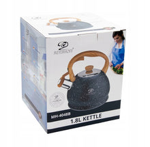 Afbeelding in Gallery-weergave laden, Meyerhoff MH-4048B Fluitketel 1,8 Liter – RVS – Zwart Marmer – Inductie &amp; Gas – Met Fluit