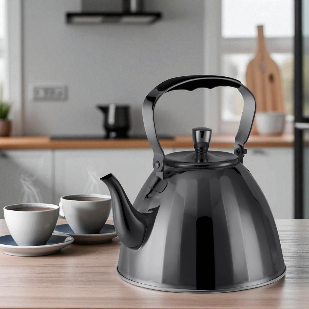 Meyerhoff RVS waterketel 3 liter MH-4528A – Inductie waterkoker – Glanzend zwart – Opklapbaar handvat – Zonder fluit