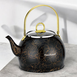 Haus Roland waterketel 1 liter HR710-10 – Inductie waterkoker – Zwart met goud – Zonder fluit – Opklapbaar handvat