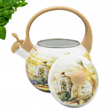 Afbeelding in Gallery-weergave laden, Meyerhoff Toscana fluitketel 2,2L – Emaille inductie fluitketel – Traditioneel Toscaans design – Beige