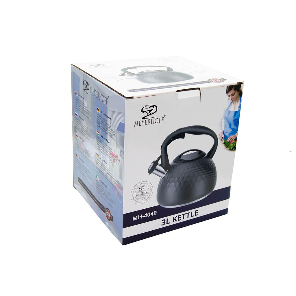 Meyerhoff RVS fluitketel 3 liter MH-4049 – Inductie fluitketel – Matzwart – Modern design