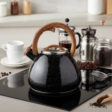 Afbeelding in Gallery-weergave laden, Altom Design Andy Fluitketel 2,3 L – RVS – Zwart/Bruin – Inductie &amp; Alle Warmtebronnen