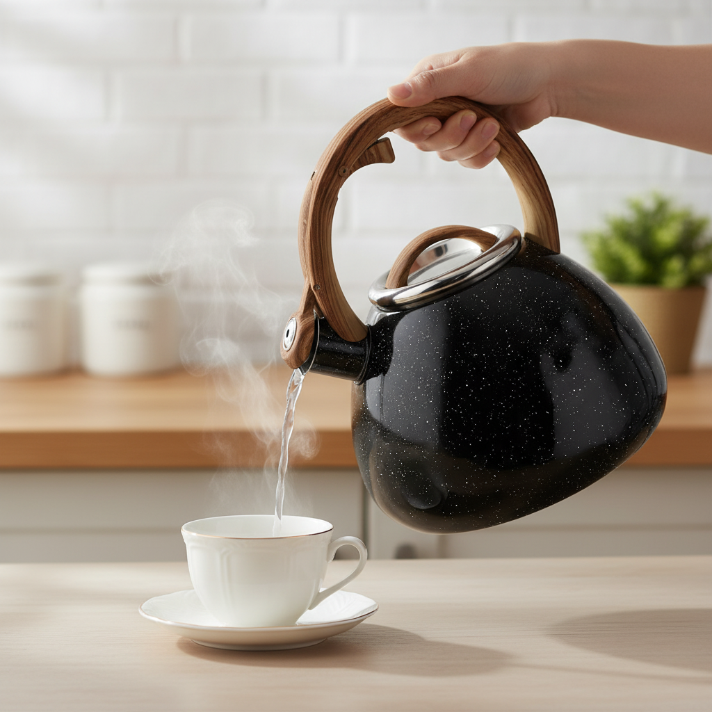Altom Design Andy Fluitketel 2,3 L – RVS – Zwart/Bruin – Inductie & Alle Warmtebronnen