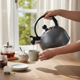 Altom Design Hot Drop Fluitketel 2,5L – RVS Metallic Grijs – Inductie Fluitketel – Voor Alle Warmtebronnen