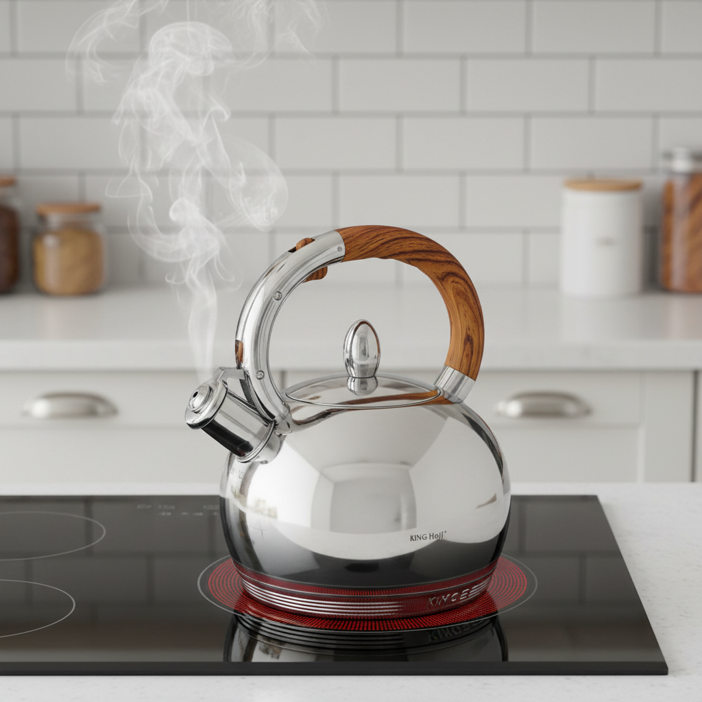 King Hoff KH-3778 Fluitketel 3 L – Gepolijst RVS Zilver – Theeketel Inductie & Alle Warmtebronnen