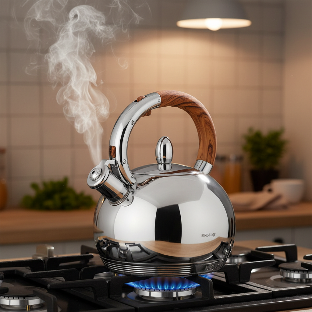 King Hoff KH-3778 Fluitketel 3 L – Gepolijst RVS Zilver – Theeketel Inductie & Alle Warmtebronnen