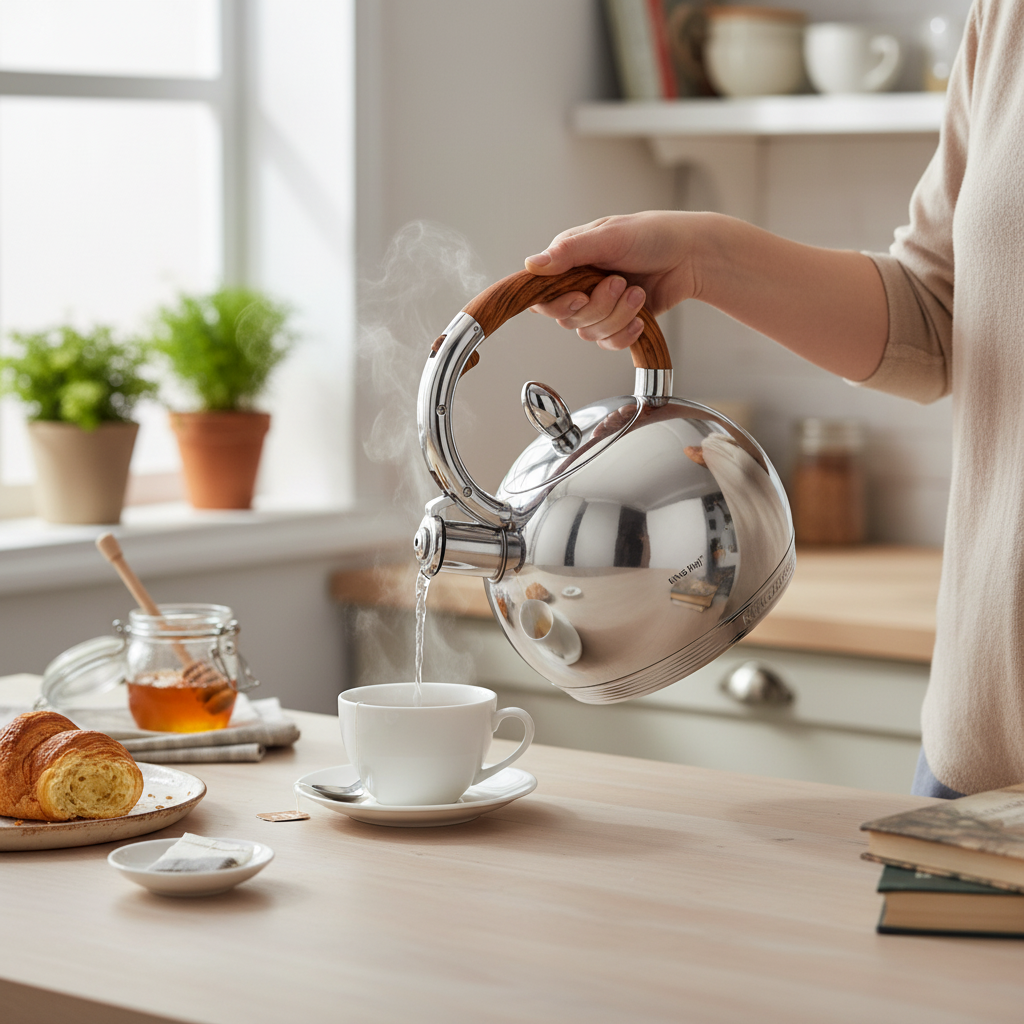 King Hoff KH-3778 Fluitketel 3 L – Gepolijst RVS Zilver – Theeketel Inductie & Alle Warmtebronnen