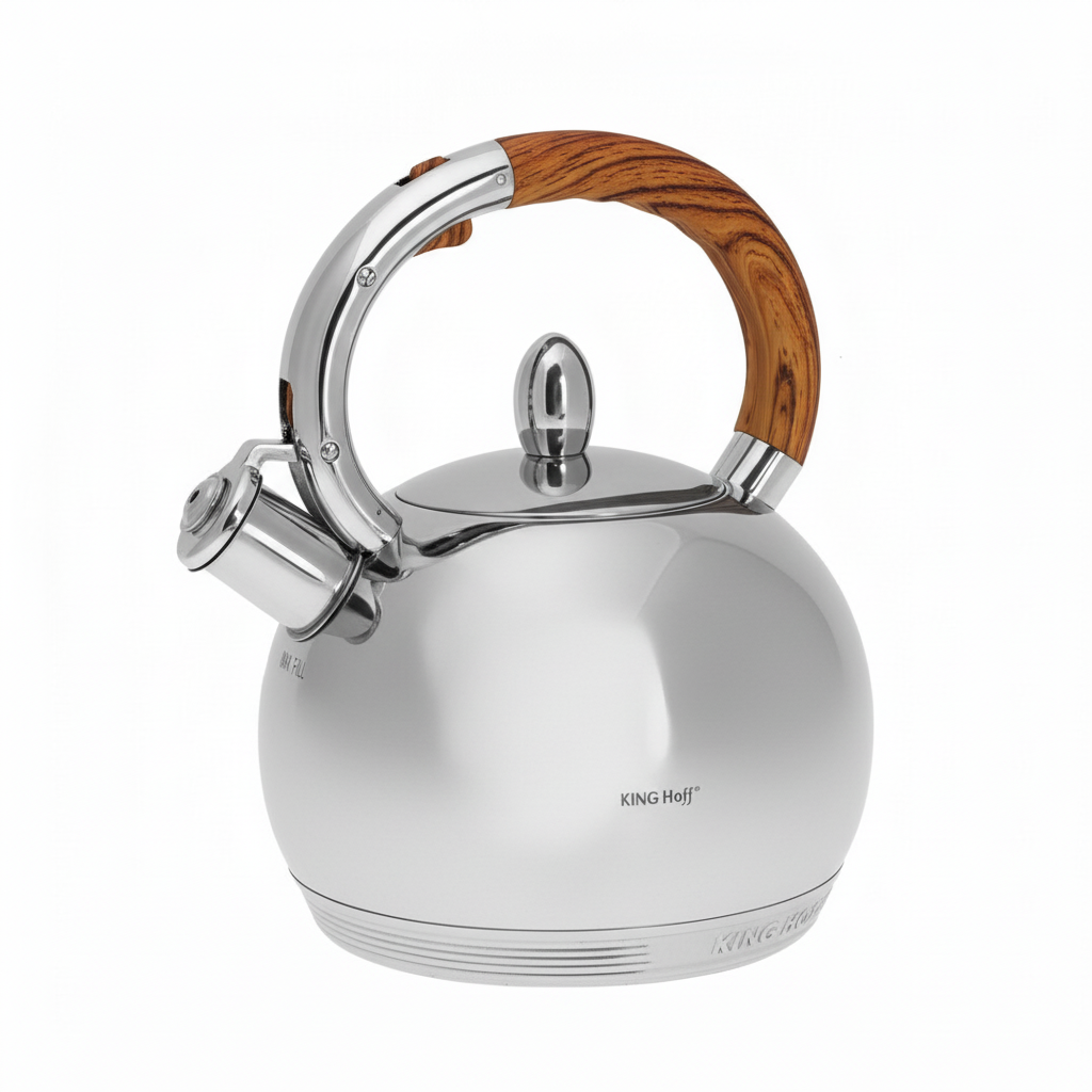 King Hoff KH-3778 Fluitketel 3 L – Gepolijst RVS Zilver – Theeketel Inductie & Alle Warmtebronnen