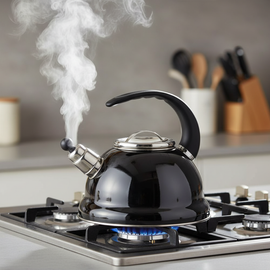 Altom Design Izydor Fluitketel 2,5 L – Emaille Grafiet – Handgemaakt – Inductie & Alle Warmtebronnen