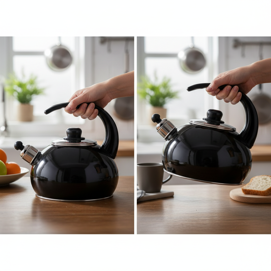 Altom Design Czajnik Fluitketel 2,5 L – Handgemaakt Emaille Zwart – Theeketel Inductie & Alle Warmtebronnen