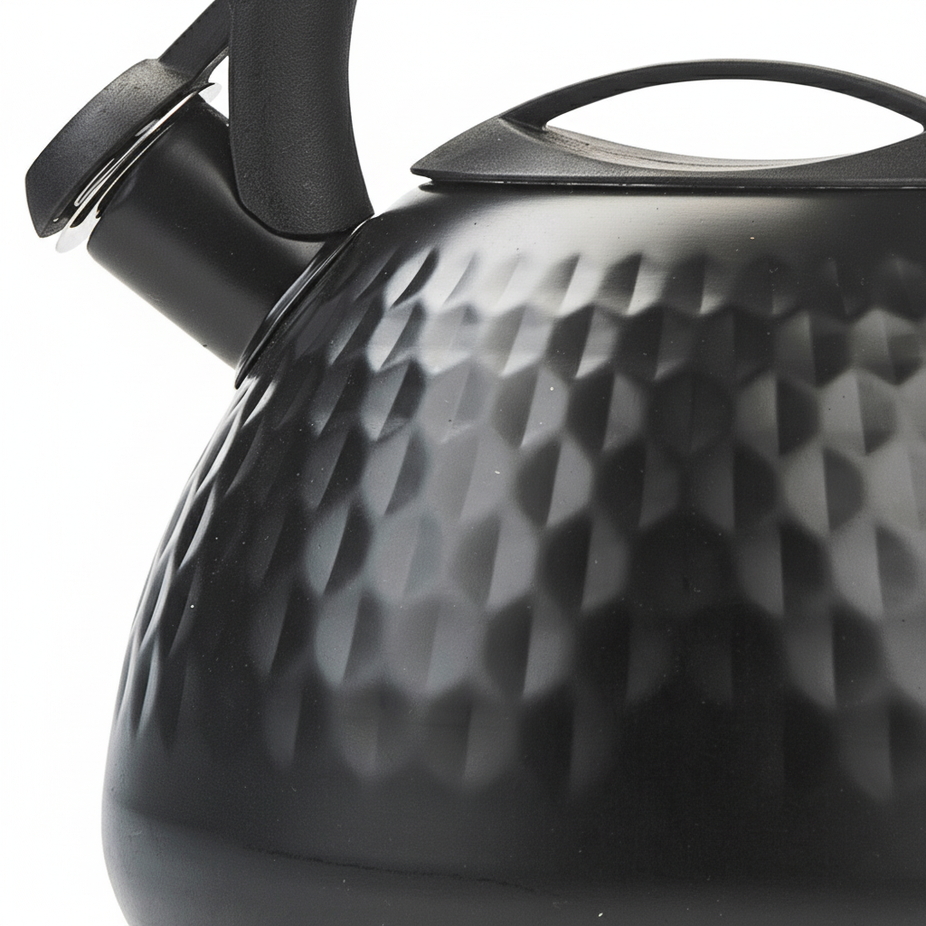 Altom Design Gordon Fluitketel 2,7 L – RVS Mat Zwart – Uniek Ruitpatroon – Inductie & Alle Warmtebronnen