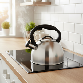 Florina Silia Fluitketel 2,5 L – Geborsteld RVS Zilver – Inductie & Alle Warmtebronnen