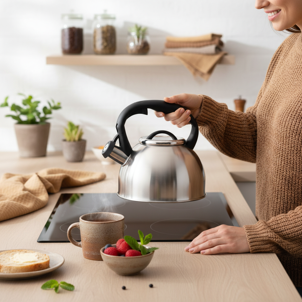 Florina Silia Fluitketel 2,5 L – Geborsteld RVS Zilver – Inductie & Alle Warmtebronnen