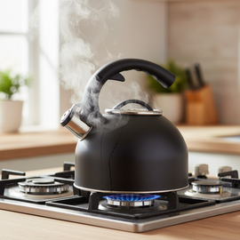 Altom Design Martin Fluitketel 2,7 L – RVS Mat Zwart – Chroom Accenten – Inductie & Alle Warmtebronnen