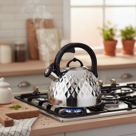 Florina Fenny Fluitketel 2,5 L – RVS Glanzend Zilver – Inductie & Alle Warmtebronnen