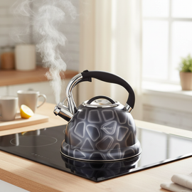 King Hoff KH-1064 Fluitketel 2,7 L – RVS Antraciet 3D Effect – Inductie & Alle Warmtebronnen