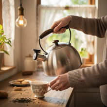 Afbeelding in Gallery-weergave laden, Meyerhoff RVS Fluitketel 2,5L – Geborsteld Zilver – Houten Handvat – Geschikt voor Inductie &amp; Alle Kookplaten