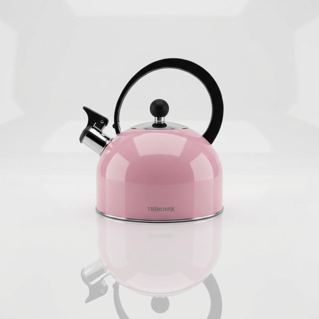 Trendmix Fluitketel Roze 2,5 Liter – Lichtgewicht RVS – Cool-Touch Handvat – Geschikt Voor Inductie, Gas En Alle Warmtebronnen