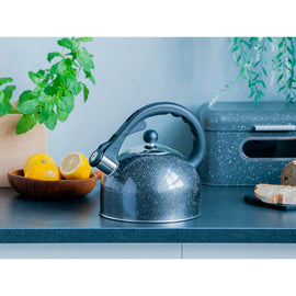 Altom Design Rock Fluitketel 2,5 L – RVS Antraciet Steenlook – Inductie & Alle Warmtebronnen