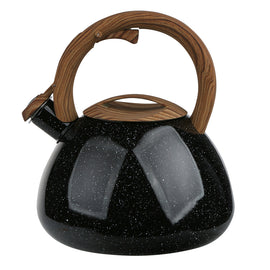 Altom Design Adam Fluitketel Inductie 2.3L – Limited Edition Zwart Granietlook met Houtlook Handvat – RVS Fluitketel met Soft-Touch & Bedienbare Fluitdopat – RVS Fluitketel met Soft-Touch & Bedienbare Fluitdop