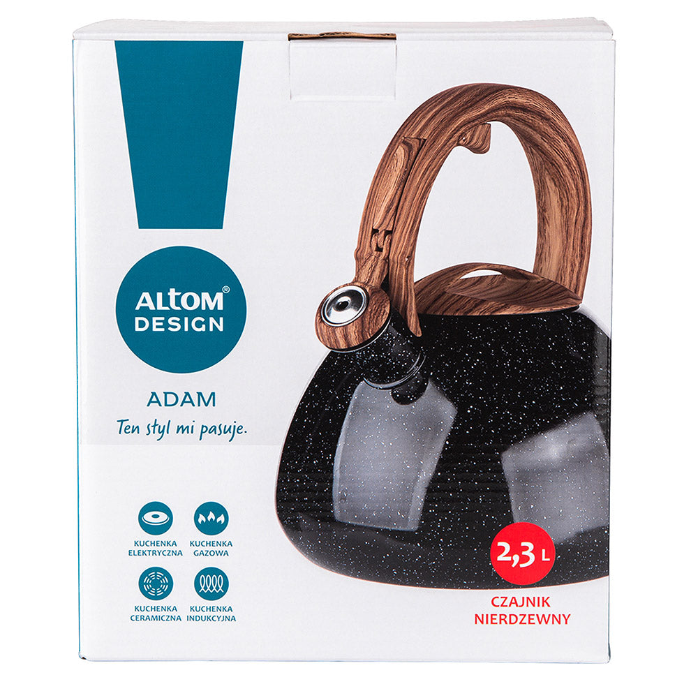Altom Design Adam Limited Edition fluitketel RVS zwart gespikkeld / bruin 2.3 Liter - ook geschikt voor inductie
