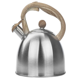 Altom Design Alex Fluitketel 2,3 L – Geborsteld RVS met Houtlook Handvat – Inductie & Alle Warmtebronnen