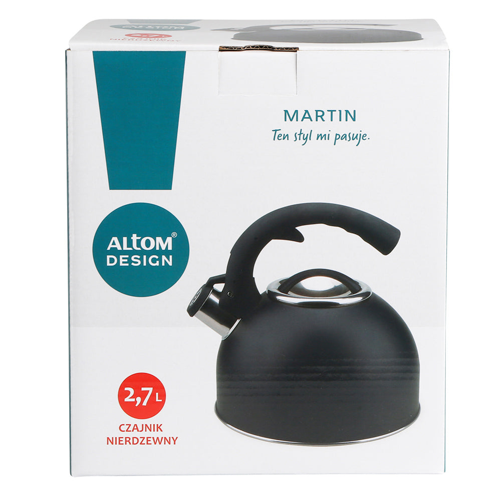 Altom Design Martin Design fluitketel RVS mat zwart 2.7 Liter - ook geschikt voor inductie