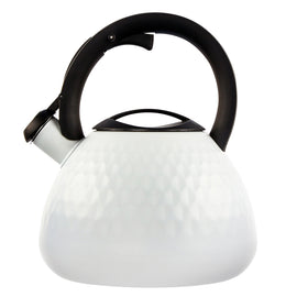 Altom Design Logan Fluitketel Inductie 2.7L – Mat Wit RVS – Ruitpatroon – Koelblijvend Handvat & Bedienbare Fluitdop – Voor Alle Warmtebronnen