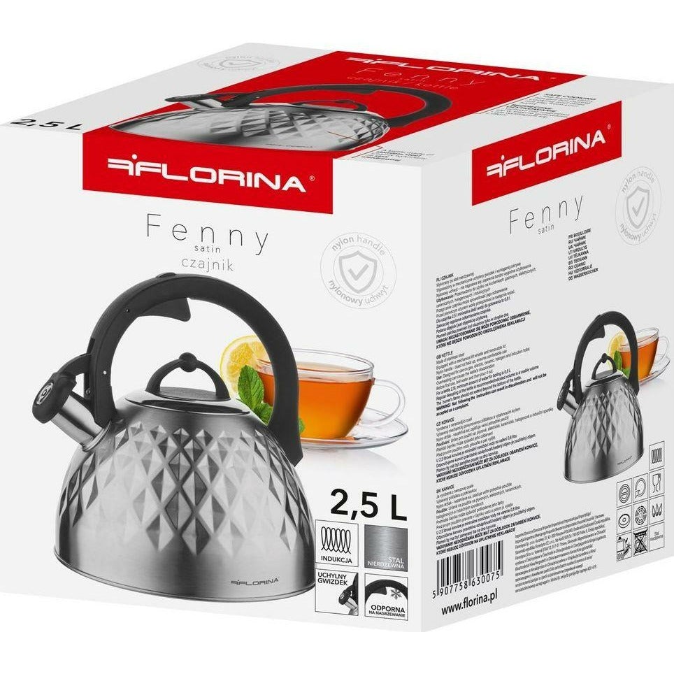 Florina Fenny fluitketel RVS zilver mat 2.5 Liter - ook geschikt voor inductie