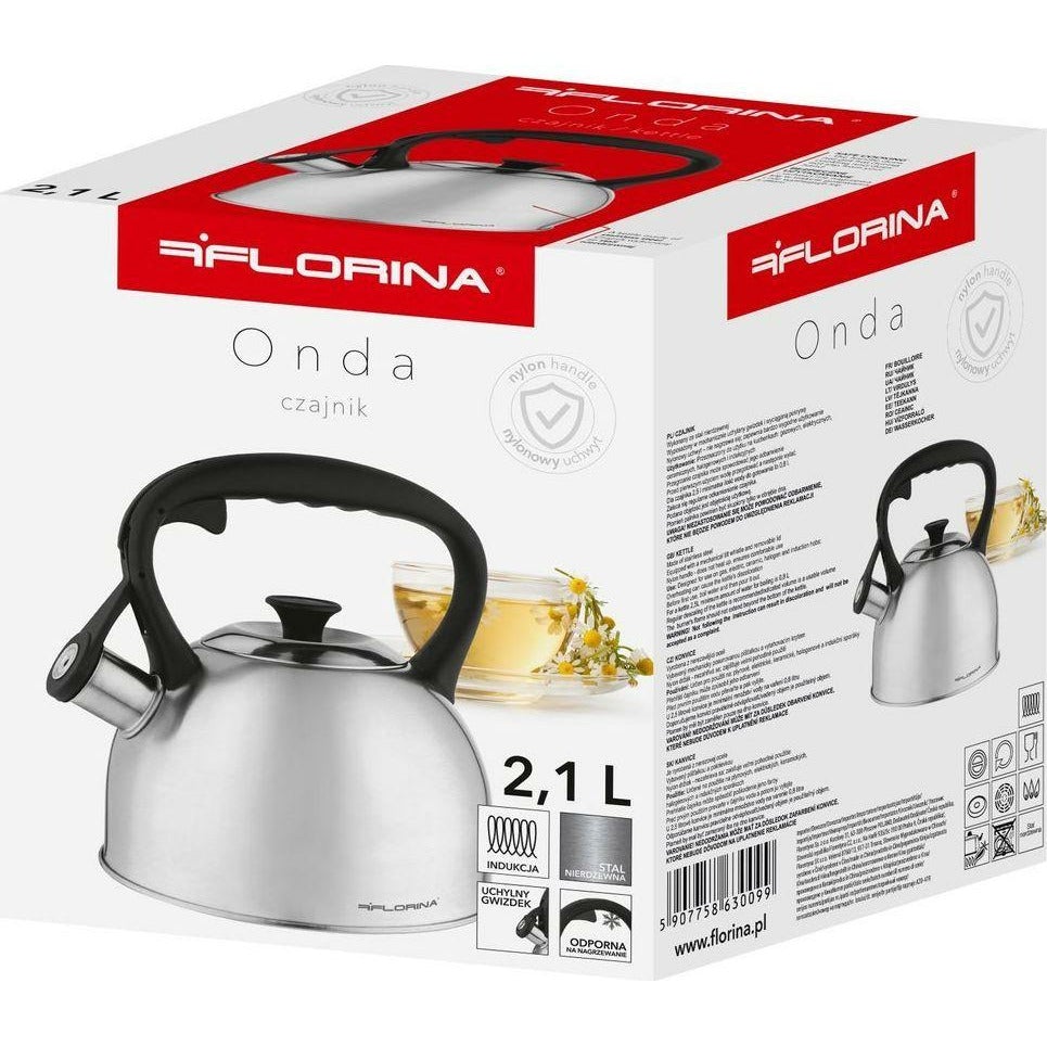 Florina Onda fluitketel RVS zilver 2.1 Liter - ook geschikt voor inductie